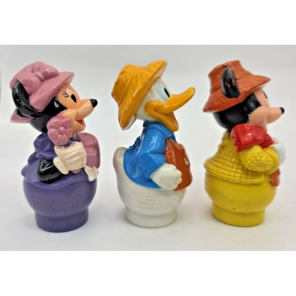 Vintage ARCO Disney Figurines Mickey Minnie Donald Farming Lot of 3 Cake Toppers